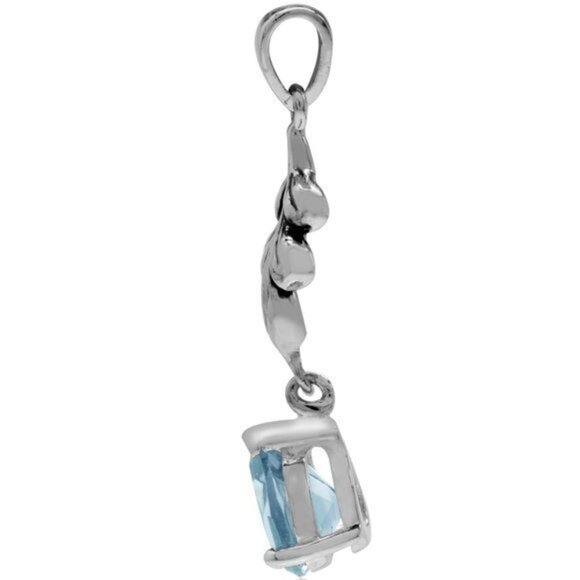 925 Sterling Genuine Blue Topaz Drop Leaf Pendant NWT - Picture 7 of 11
